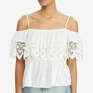 Denim & Supply Ralph Lauren Cotton Crochet Lace Off the Shoulder Top